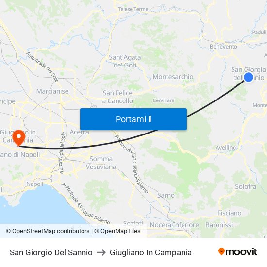 San Giorgio Del Sannio to Giugliano In Campania map
