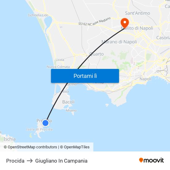 Procida to Giugliano In Campania map