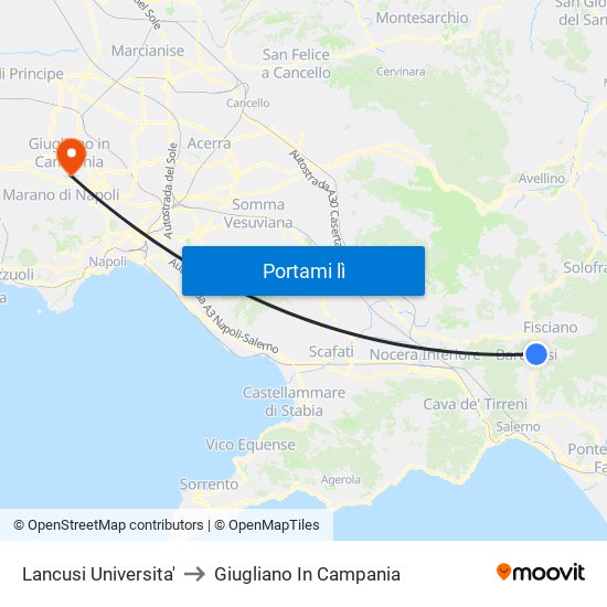 Lancusi Universita' to Giugliano In Campania map