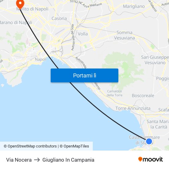 Via Nocera to Giugliano In Campania map