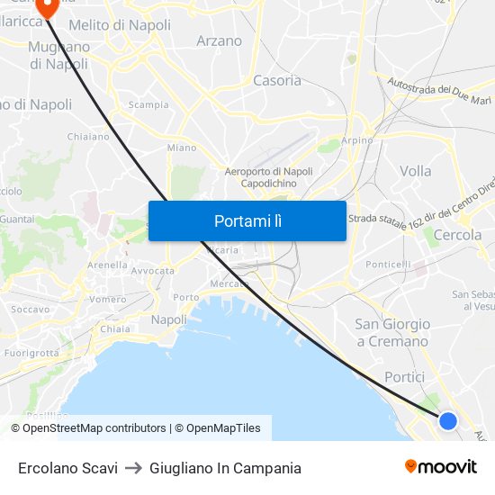 Ercolano Scavi to Giugliano In Campania map