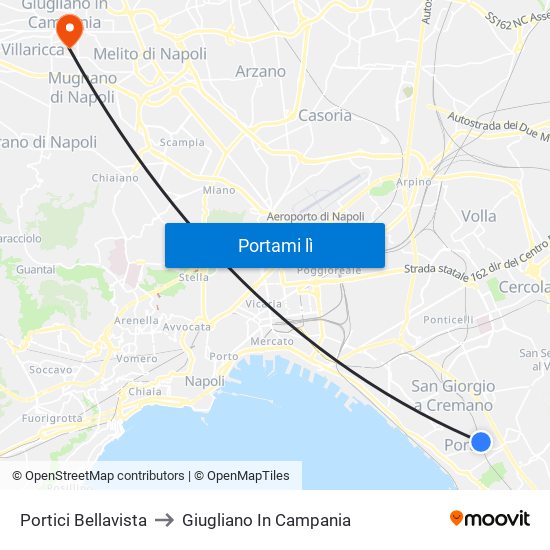 Portici Bellavista to Giugliano In Campania map