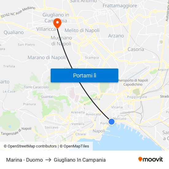 Marina - Duomo to Giugliano In Campania map