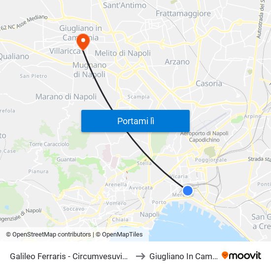 Galileo Ferraris - Circumvesuviana E.A.V. to Giugliano In Campania map