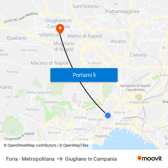 Foria - Metropolitana to Giugliano In Campania map