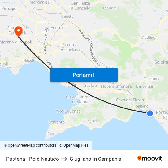 Pastena  - Polo Nautico to Giugliano In Campania map