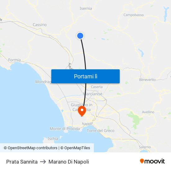 Prata Sannita to Marano Di Napoli map