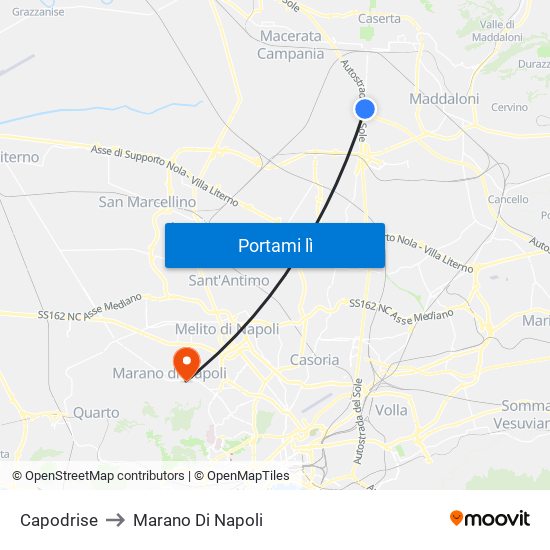 Capodrise to Marano Di Napoli map