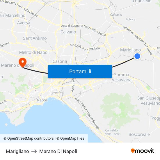 Marigliano to Marano Di Napoli map