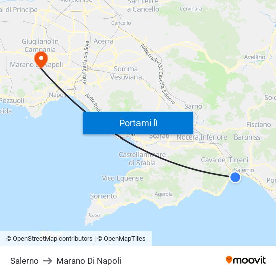 Salerno to Marano Di Napoli map