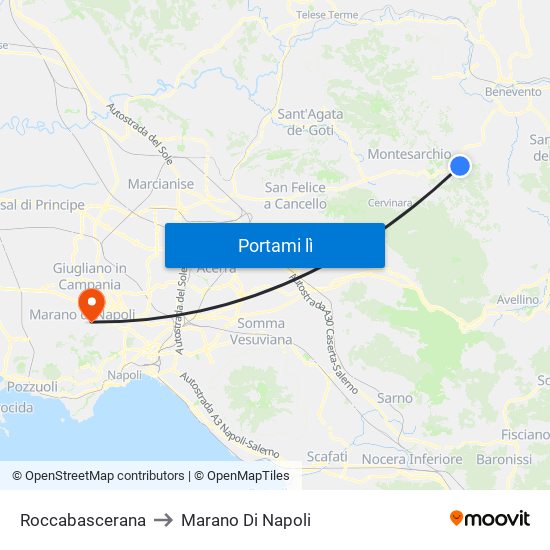 Roccabascerana to Marano Di Napoli map