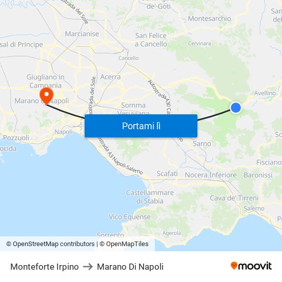 Monteforte Irpino to Marano Di Napoli map