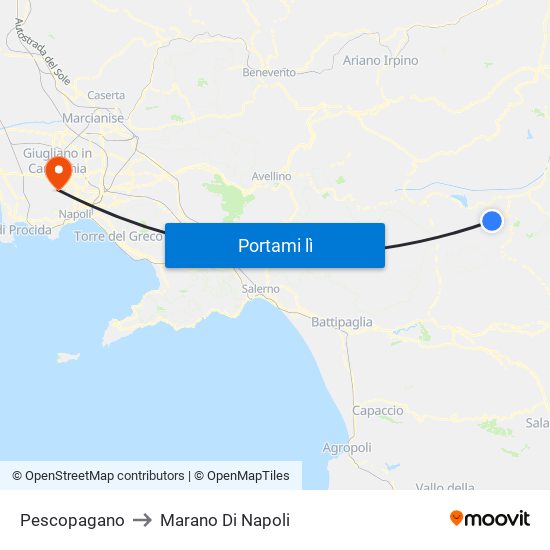 Pescopagano to Marano Di Napoli map