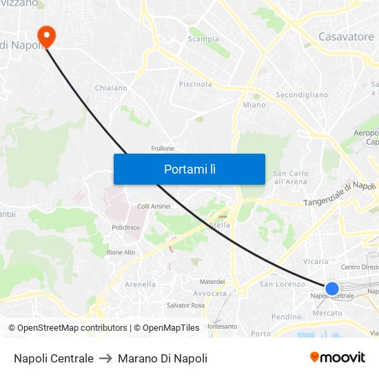 Napoli Centrale to Marano Di Napoli map