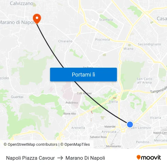 Napoli Piazza Cavour to Marano Di Napoli map