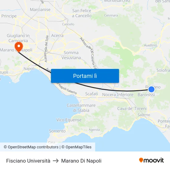 Fisciano Università to Marano Di Napoli map