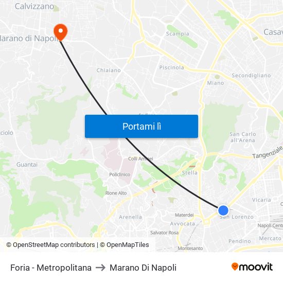 Foria - Metropolitana to Marano Di Napoli map