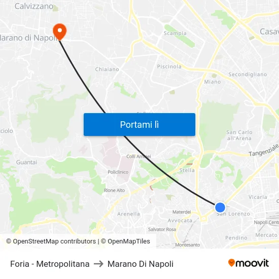 Foria - Metropolitana to Marano Di Napoli map