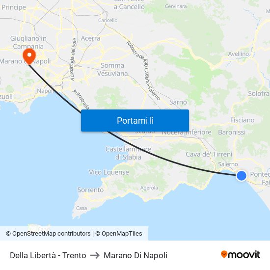 Della Libertà - Trento to Marano Di Napoli map