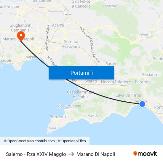 Salerno - P.za XXIV Maggio to Marano Di Napoli map