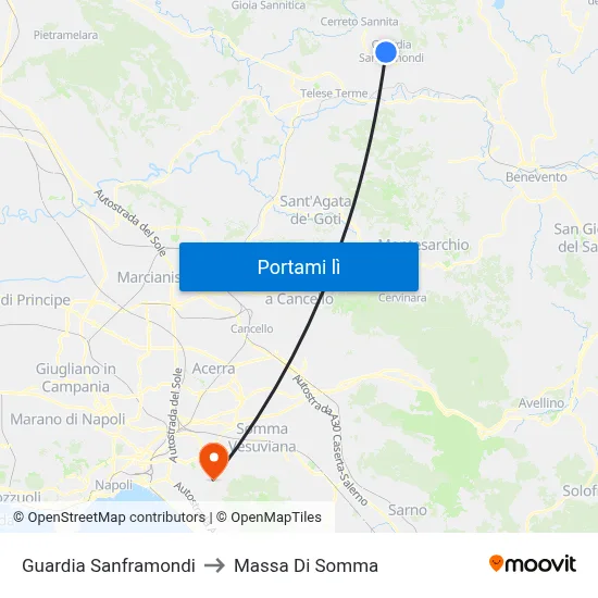 Guardia Sanframondi to Massa Di Somma map