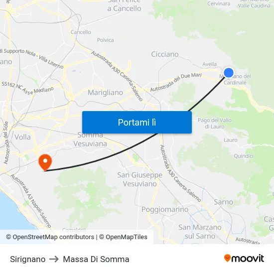 Sirignano to Massa Di Somma map