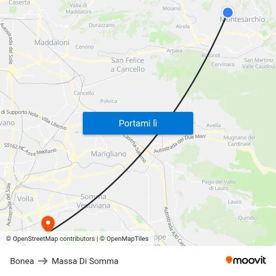 Bonea to Massa Di Somma map