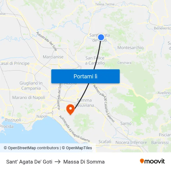 Sant' Agata De' Goti to Massa Di Somma map