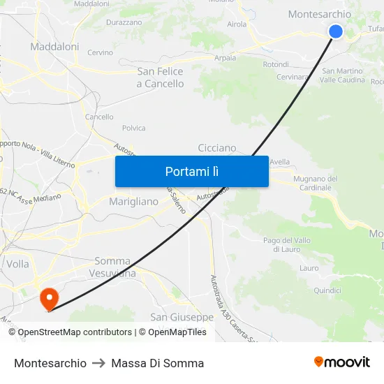 Montesarchio to Massa Di Somma map