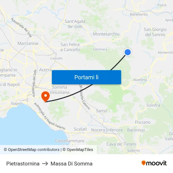 Pietrastornina to Massa Di Somma map