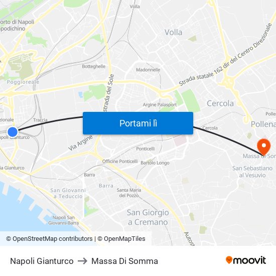 Napoli Gianturco to Massa Di Somma map