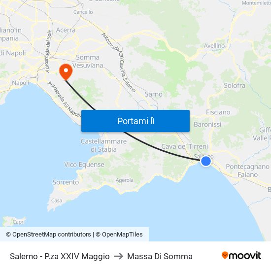 Salerno - P.za XXIV Maggio to Massa Di Somma map
