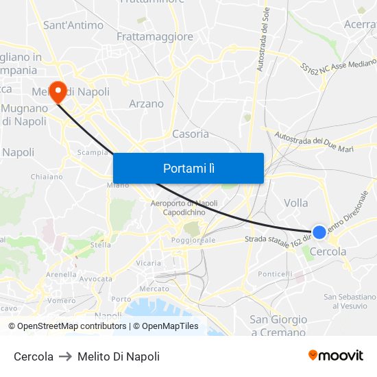 Cercola to Melito Di Napoli map