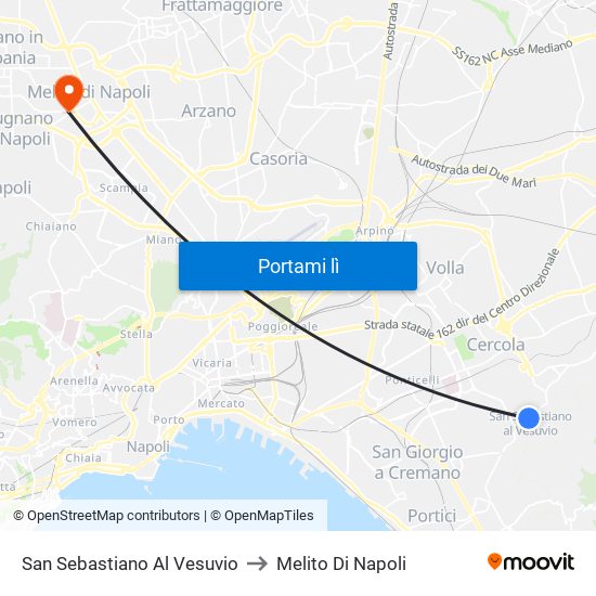 San Sebastiano Al Vesuvio to Melito Di Napoli map