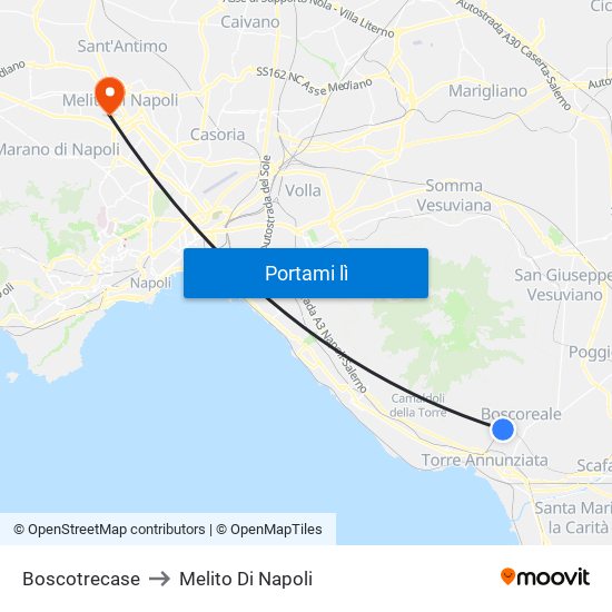 Boscotrecase to Melito Di Napoli map