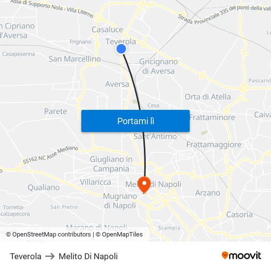 Teverola to Melito Di Napoli map