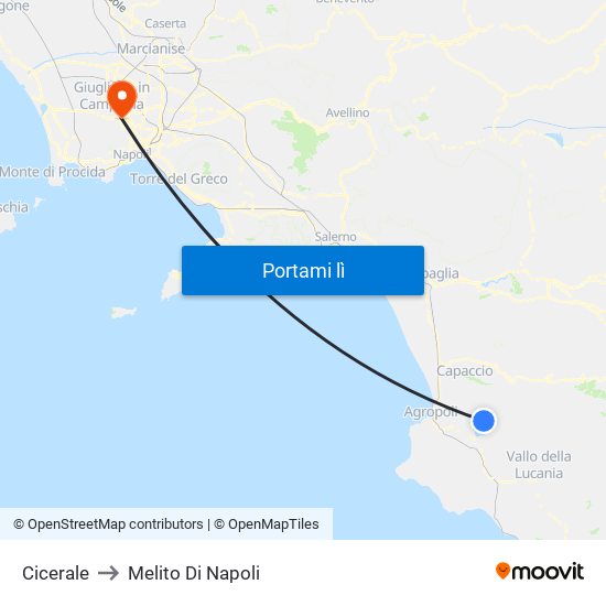 Cicerale to Melito Di Napoli map