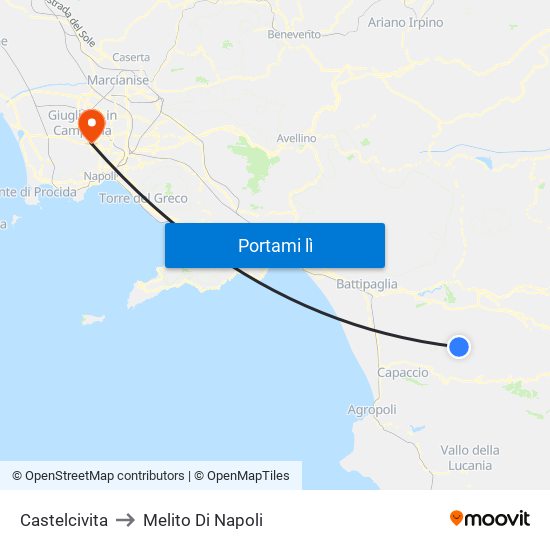 Castelcivita to Melito Di Napoli map