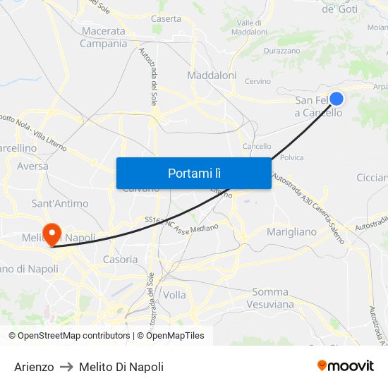 Arienzo to Melito Di Napoli map