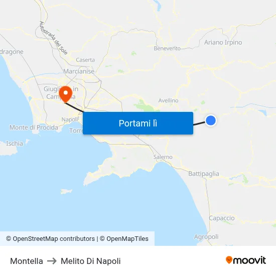 Montella to Melito Di Napoli map