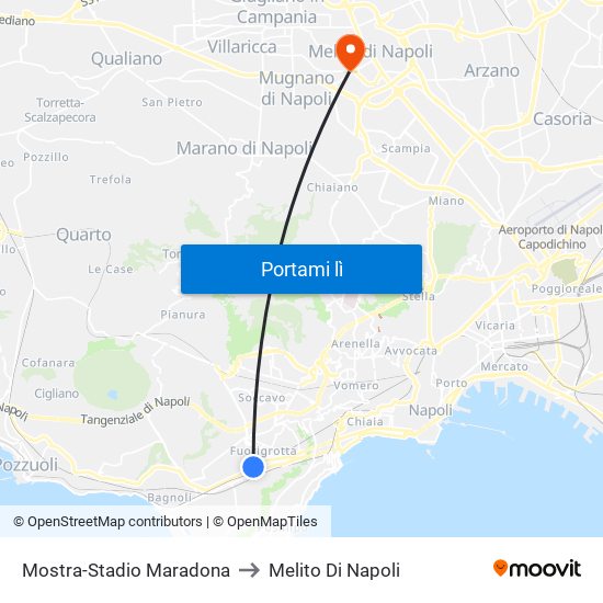 Mostra-Stadio Maradona to Melito Di Napoli map