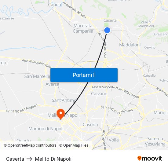 Caserta to Melito Di Napoli map