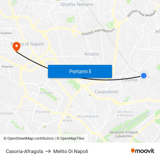 Casoria-Afragola to Melito Di Napoli map