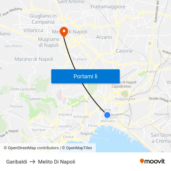 Garibaldi to Melito Di Napoli map