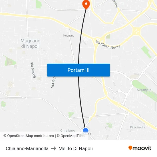 Chiaiano-Marianella to Melito Di Napoli map