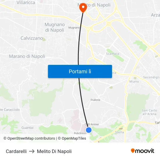 Cardarelli to Melito Di Napoli map