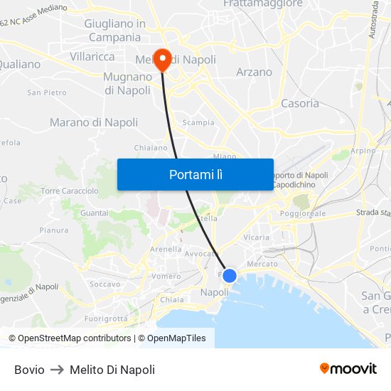 Bovio to Melito Di Napoli map