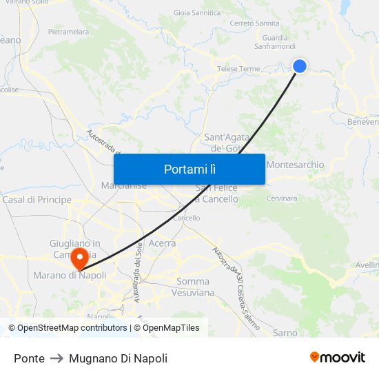 Ponte to Mugnano Di Napoli map