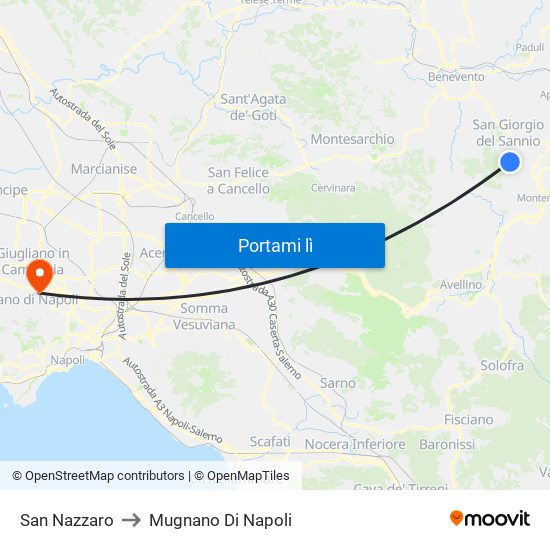 San Nazzaro to Mugnano Di Napoli map