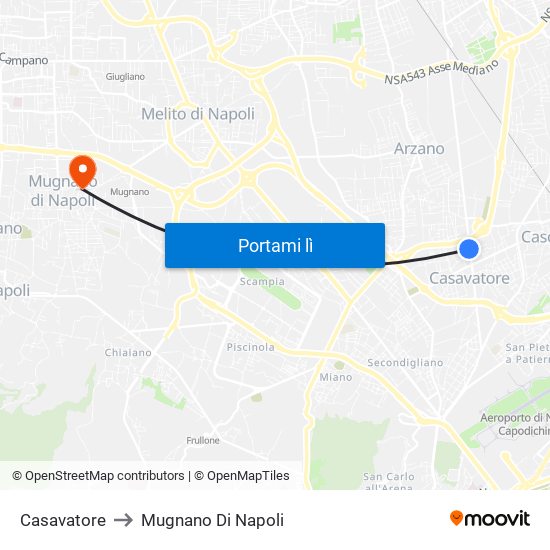 Casavatore to Mugnano Di Napoli map